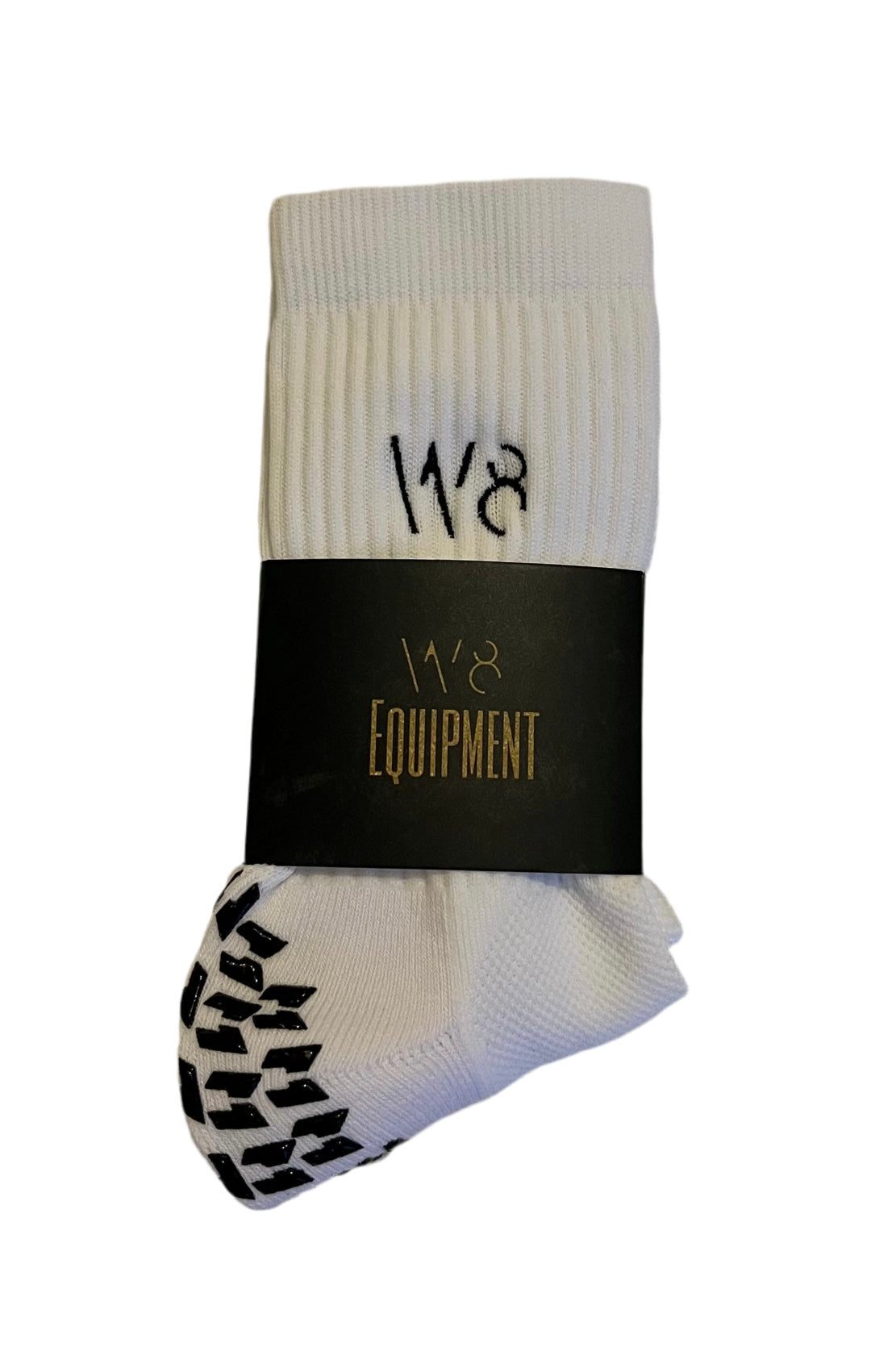W8 Equipment White / Black Grip Socks