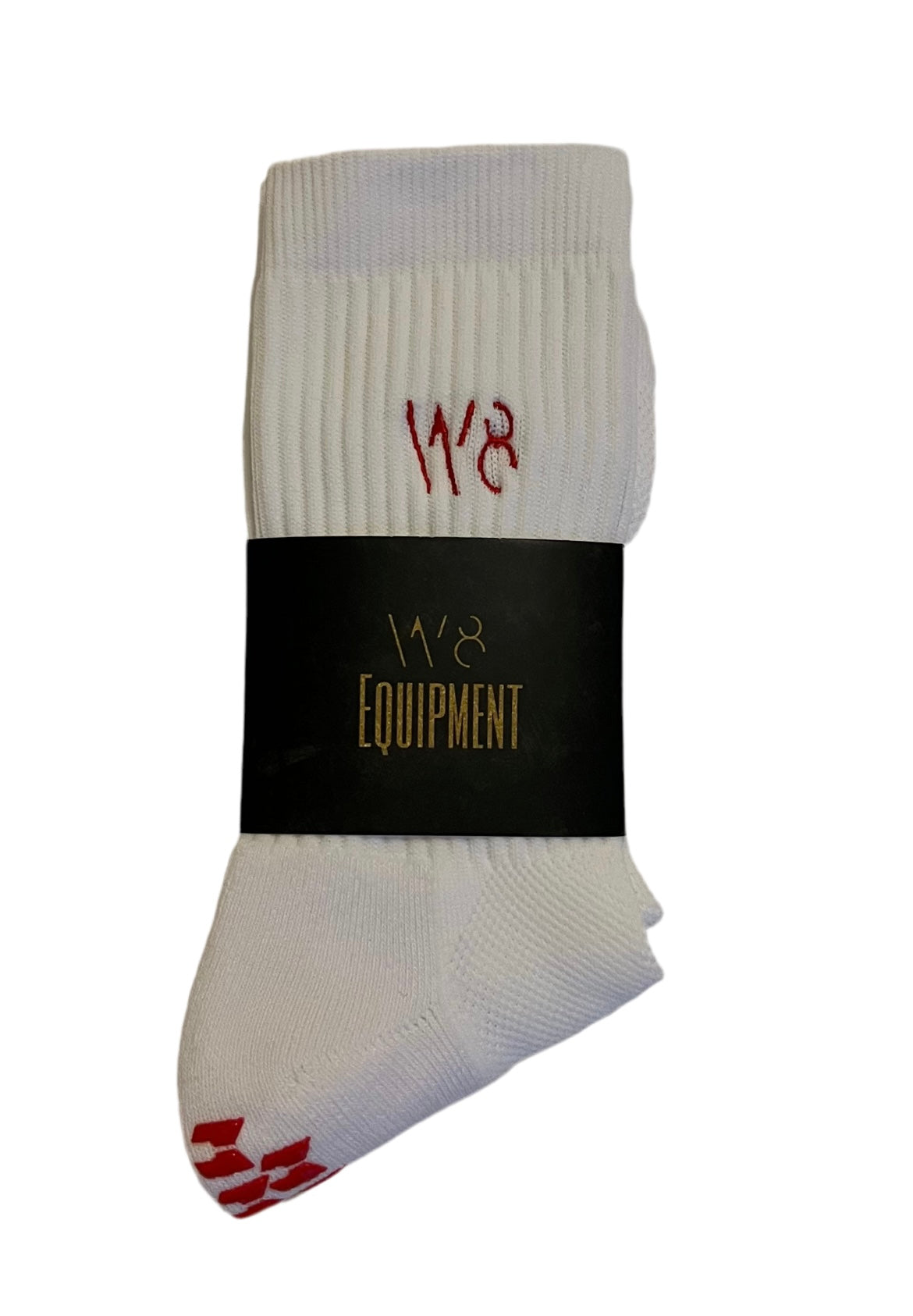 W8 Equipment White / Red Grip Socks