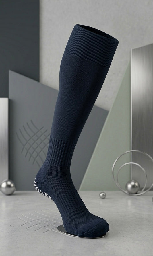 Knee-Length Performance Grips Socks - Navy / White