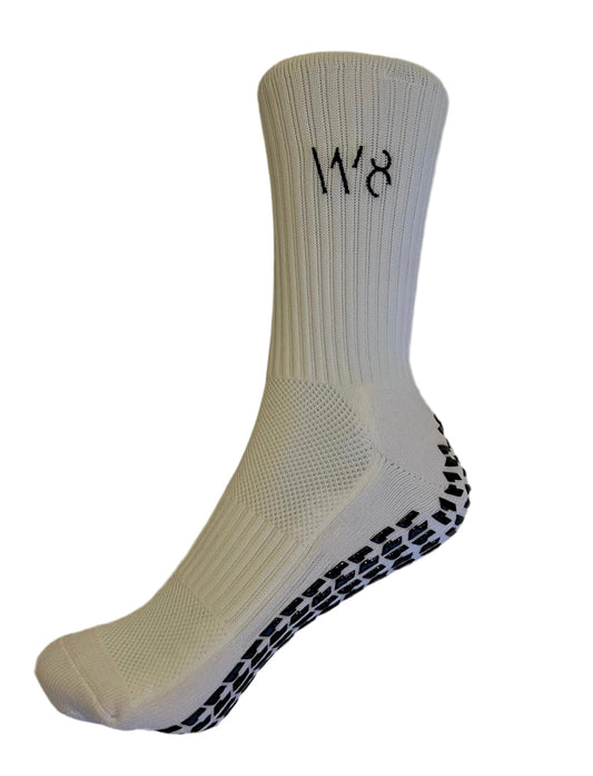 W8 Equipment White / Black Grip Socks