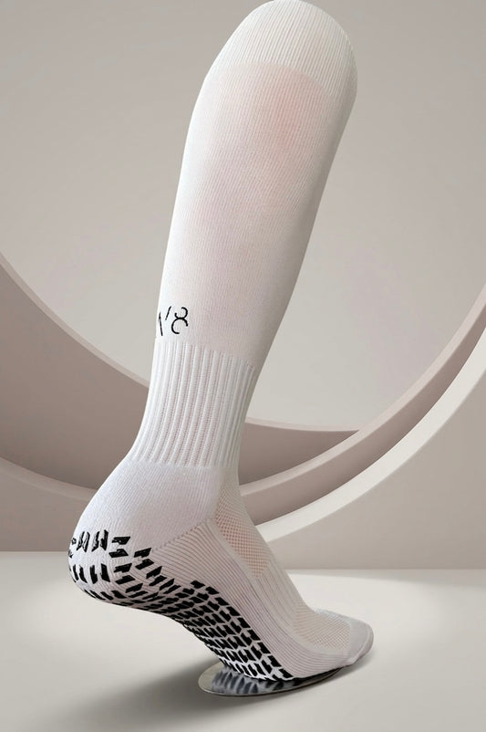 Knee Length Performance Grip Socks (White / Black)