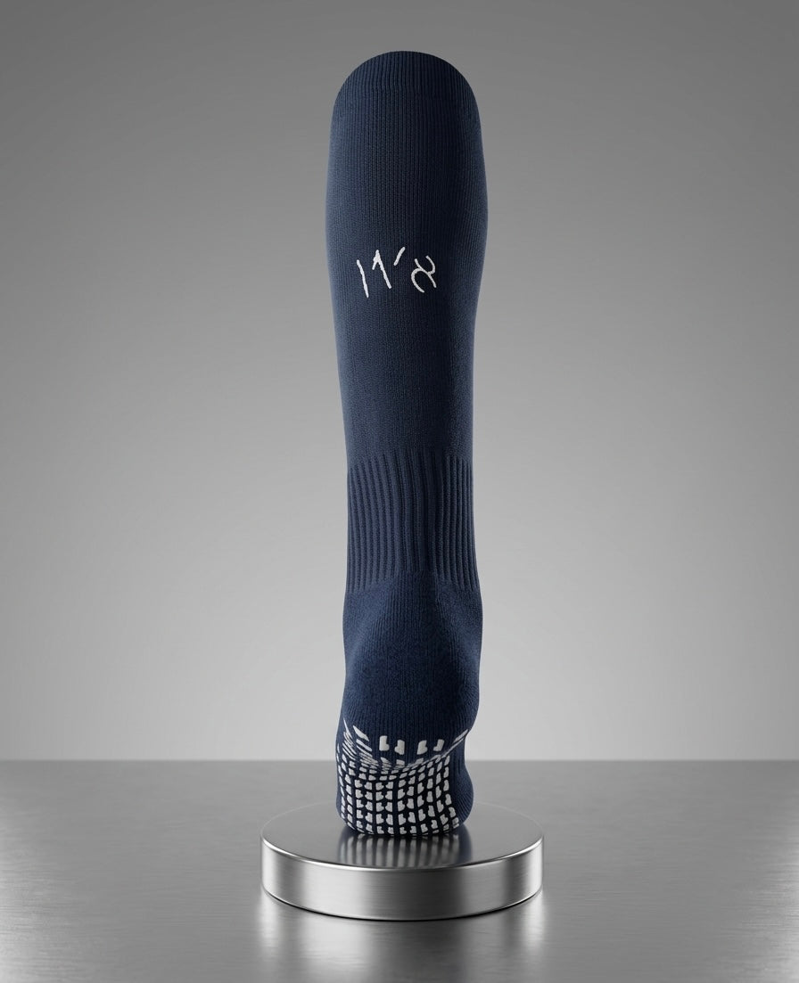 Knee Length Performance Grip Socks (Navy / White)