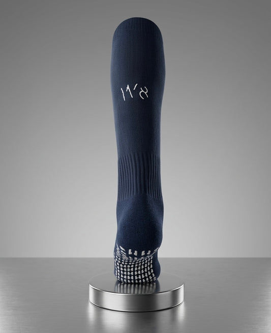 Knee Length Performance Grip Socks (Navy / White)