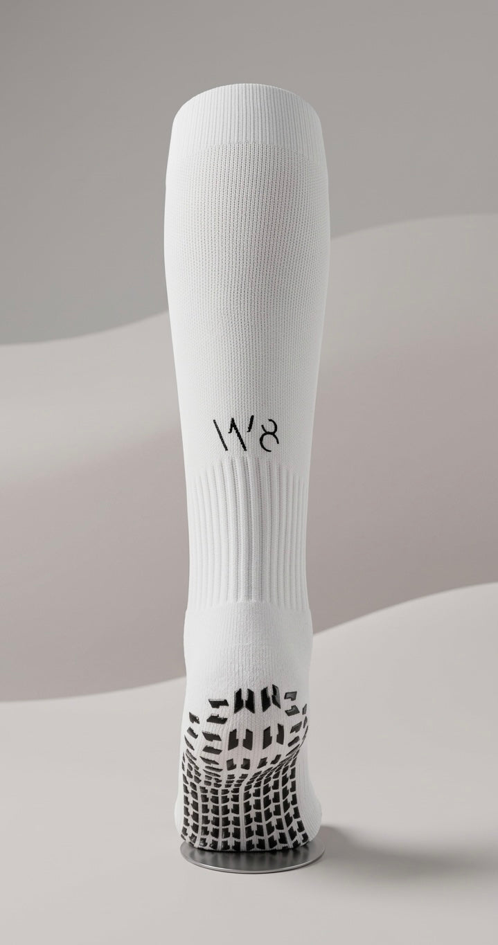 Knee Length Performance Grip Socks (White / Black)