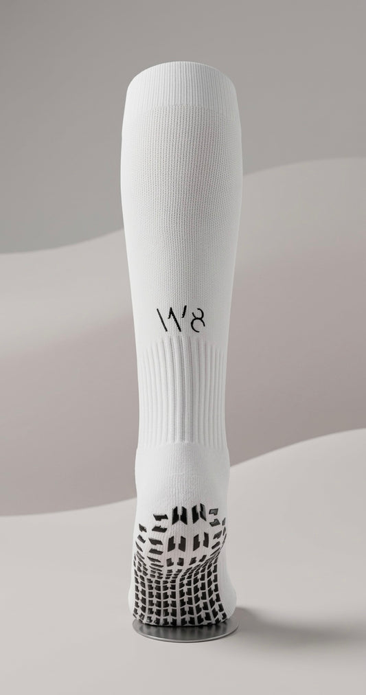 Knee-Length Performance Grips Socks - White / Black
