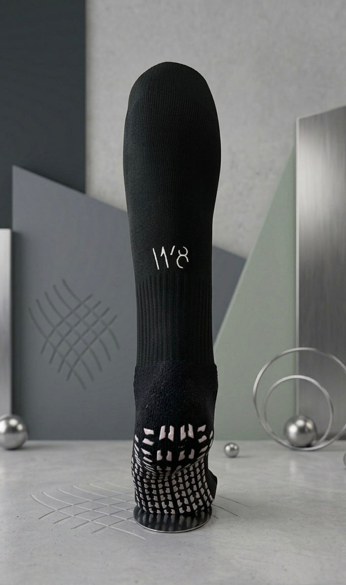 Knee Length Performance Grip Socks (Black / White)