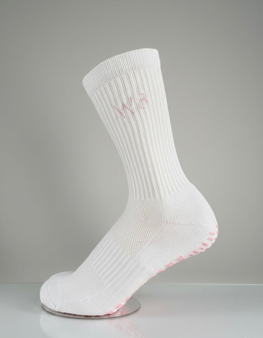 W8 Equipment White / Pink Grip socks